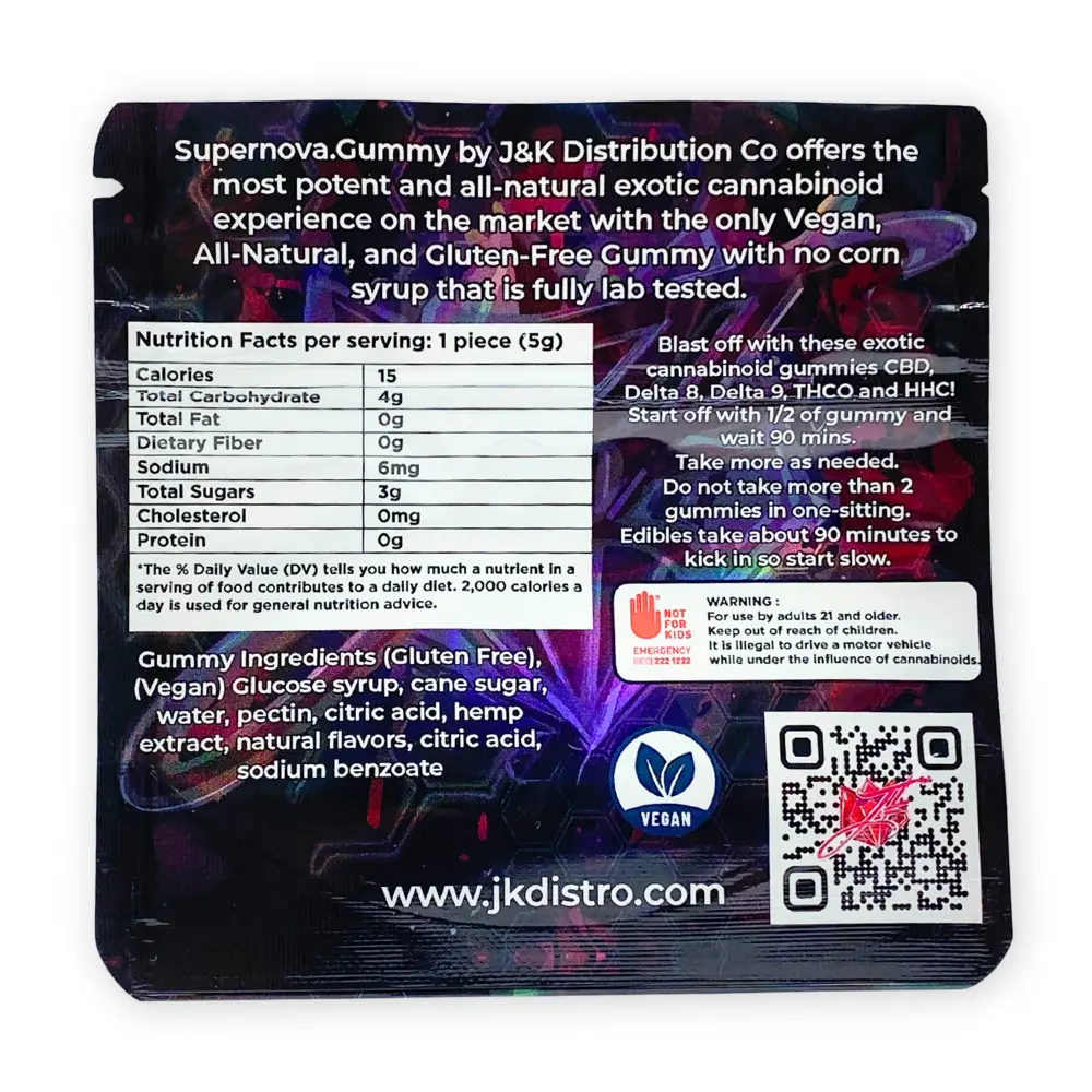 Supernova Gummies Exotic Vegan (Very Potent) back