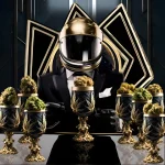 astronaut with sampler cups