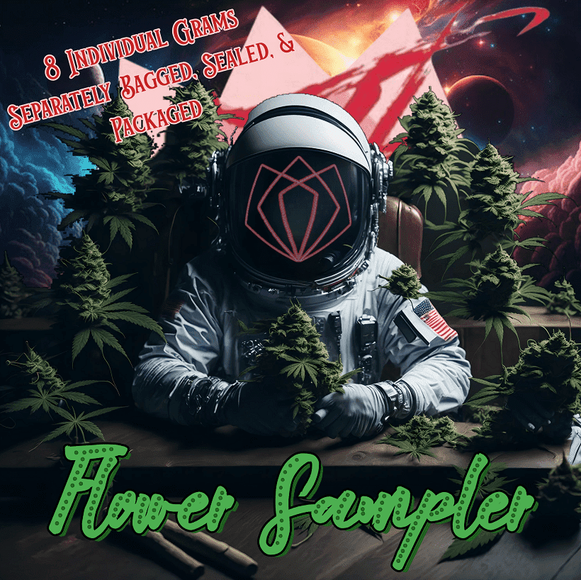 astronaut holding thca flower